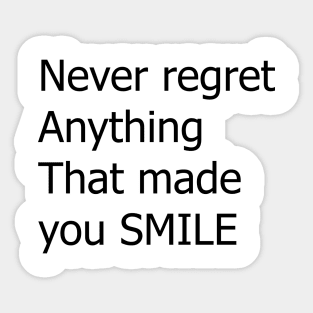 never regret for anything motivation text quote design Sticker